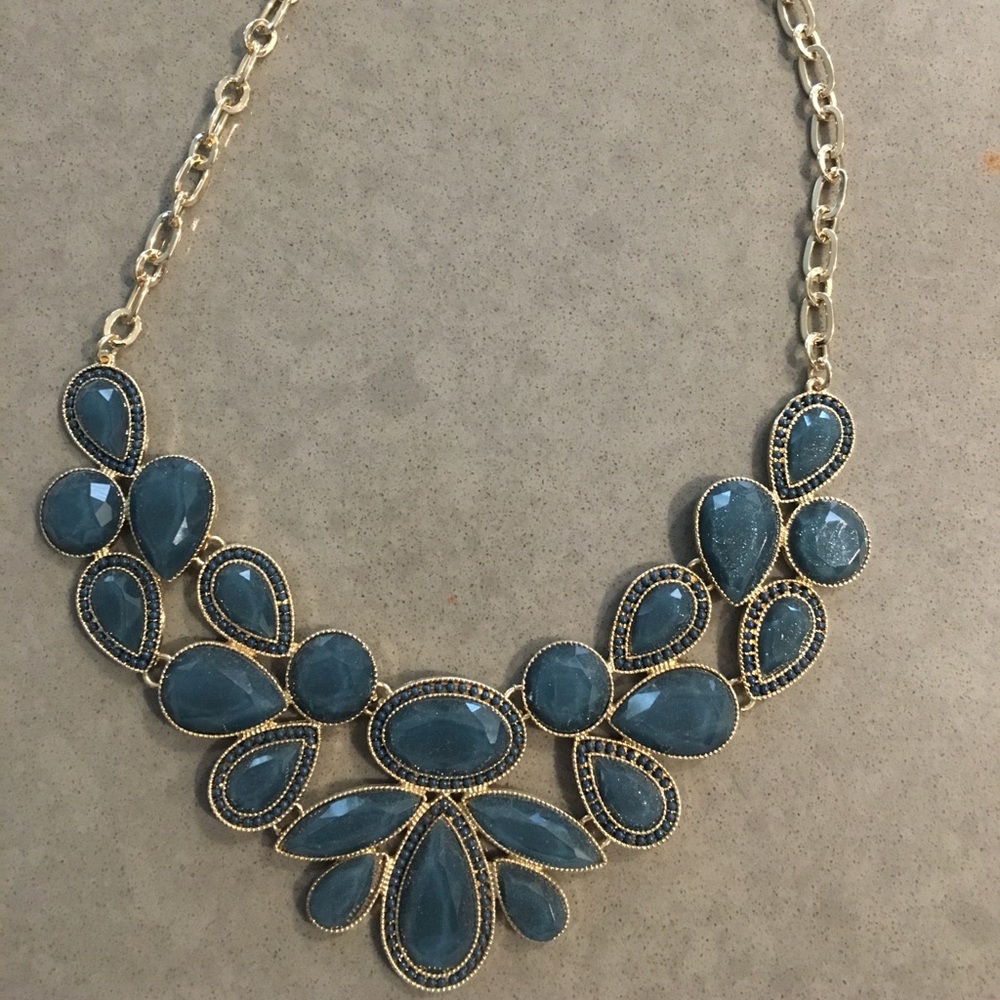 Teal/ Gold statement necklace